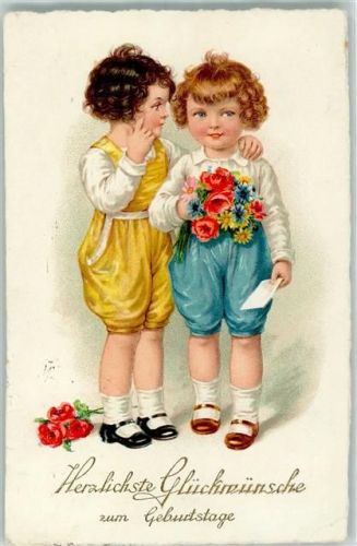 1930 Verlag EAS 1097 Kinder Geburtstag Kornblumen
