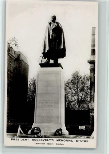 1949 Statue Präsident Roosevelt in London AK