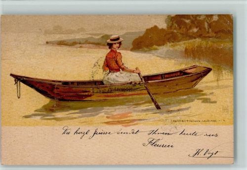1901 Frau im Ruderboot, Stempelspuren