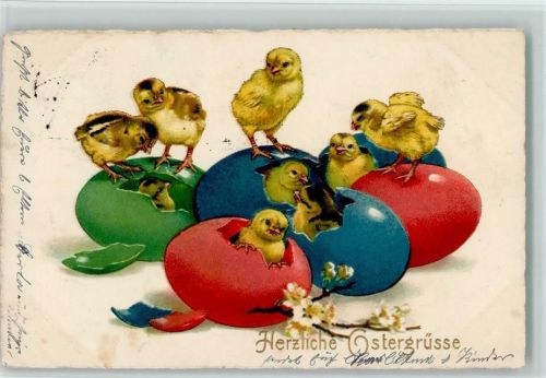 1927 Verlag Ostern - Verlag Dondorf Nr. 1045 - Küken schlüpfen aus den Eiern AK
