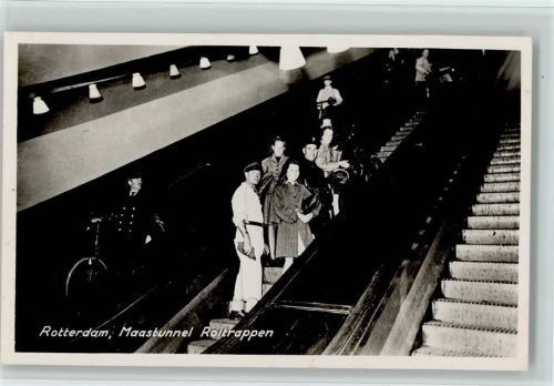 Rotterdam 1938 Maastunnel Rolltreppen AK