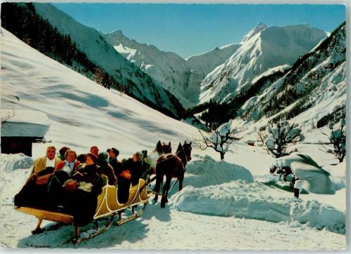 Oberstdorf Spielmannsautal Pferdeschlitten Winter Hüttenstempel Gasthaus Spielmannsau