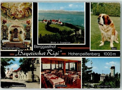 Hohenpeißenberg Bayerischer Rigi Wallfahrtskirche Blick zur Zugspitze Bari Berggasthaus Gästeraum Wetterwarte