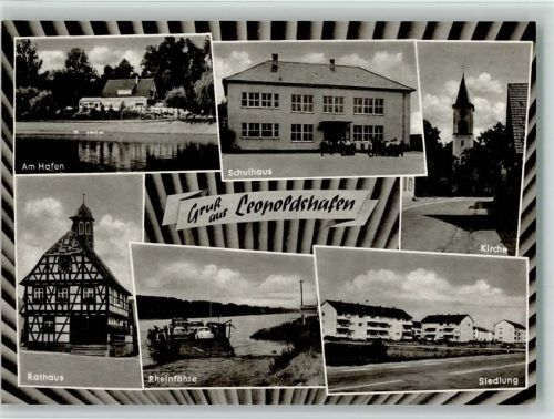 Leopoldshafen Am Hafen Schulhaus Kirche Rathaus Rheinfähre Siedlung Mehrfachaufnahme