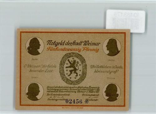 Weimar Notgeld Herder Stadt-Kirche