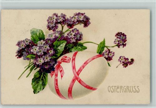 1916 Osterei mit Schleife und Veilchen AK
