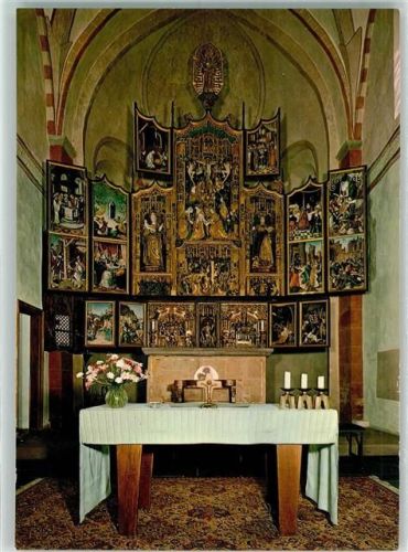 Affeln Flandrischer Schnitzaltar in St. Lambertus Rückseite mit Abschürfungen bzw Kleberesten