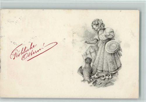 1914 Ostern - Mädchen mit geschlüpften Küken AK