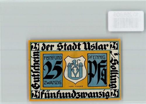 37170 W3418 Uslar - Notgeld 25 Pfennig