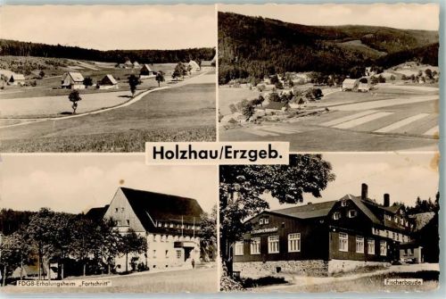 Holzhau FDGB-Erholungsheim Fortschritt Fischerbaude Rückseite mit Abschürfungen bzw Kleberesten
