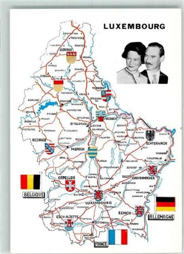 1986 Adel, Landkarte svec les armes de ses 12 cantons AK