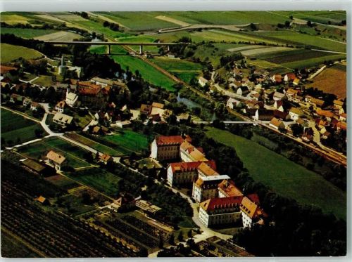 Untermarchtal Fliegeraufnahme Schwesternkrankenhaus und -altenheim Maria Hilf Rückseite mit Abschürfungen bzw Kleberesten