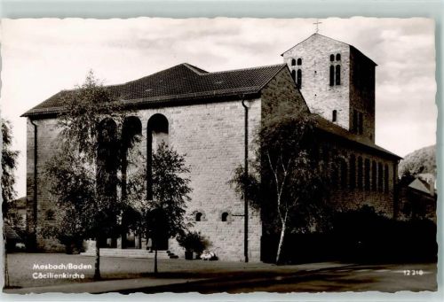 Mosbach Cäcilienkirce Rückseite mit Abschürfungen bzw Kleberesten