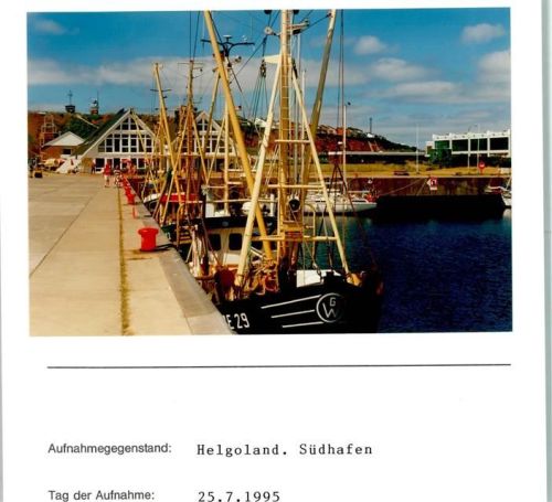 Helgoland Südhafen Foto montiert auf Karton
