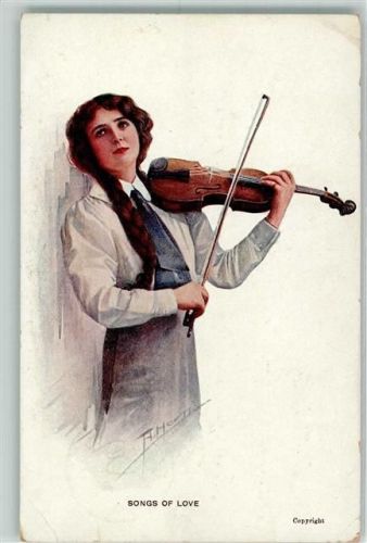 1916 Geigenspielerin Künstlerkarte