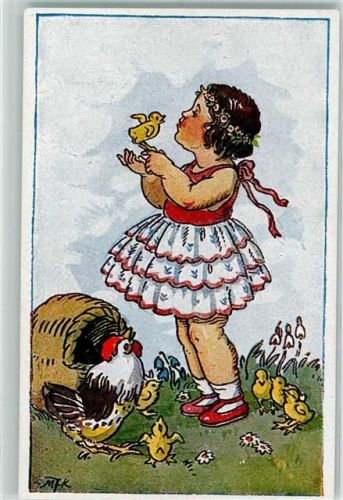 Ostern Kind Küken AK