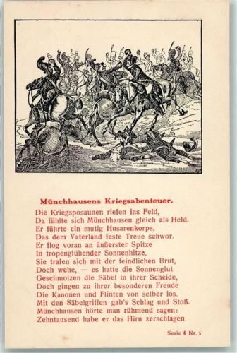 1905 Serie 4 Nr. 1 Baron von Münchhausen v.d. Wiege bis zum Grabe AK