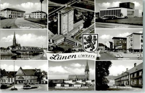 Lünen Hauptbahnhof Lippebrücke Stadttheater Mädchengymnasium Kirche