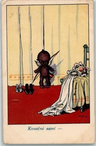 1919 Schwarzer Engel Hochzeit AK