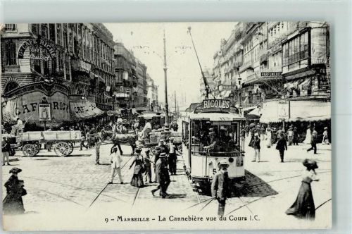 Marseille 1915 La cannebiere vue du Cours , Straßenbahn AK