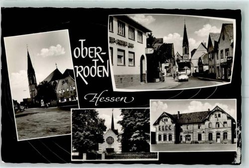 Ober-Roden Rückseite mit Abschürfungen bzw Kleberesten Kirche Bahnhof