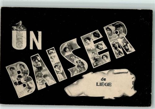 Liege 1905 Jugendstil Frau AK Küsse