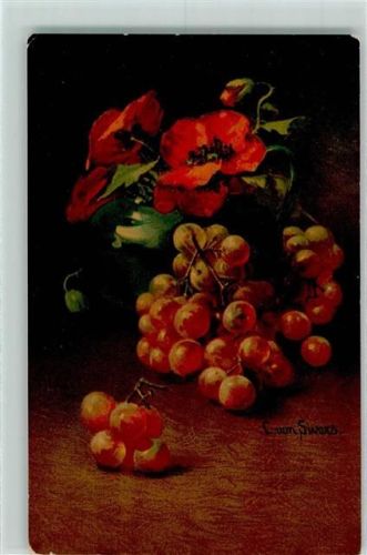 Nr. 691 Wenau Pastell Weintrauben sign C. von Sivers Wenau 1917 Künstlerkarte