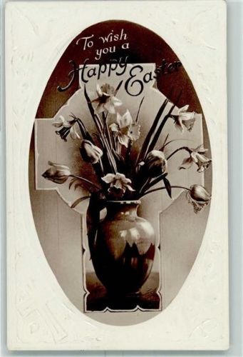 1933 Happy Eastern Ostern Blumenvase AK