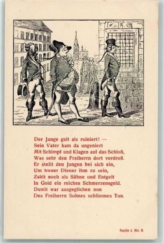 Serie 1 Nr. 6 Baron v. Münchhausen v.d. Wiege bis zum Grabe AK
