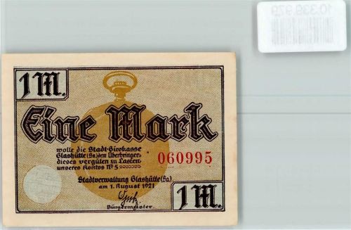 Glashütte 1 Mark Notgeld Glashütter Industrie Erzeugnisse