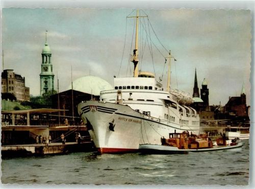 Hamburg Seebäderschiff Hamburg im Hafen AK