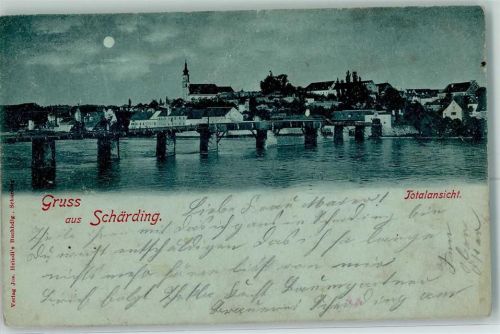 Schärding Innere Stadt 1898 Kirche Brücke