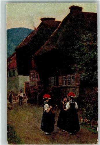Dorfstraße im Schwarzwald Trachten Bollenhut Nr. 193 Schwarzwaldserie II Blatt 8