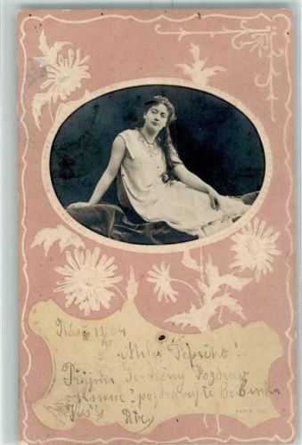 Jugendstil Frau Foto AK