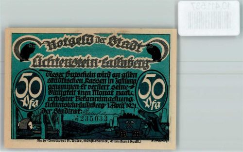 Lichtenstein Notgeld Scherenschnitt