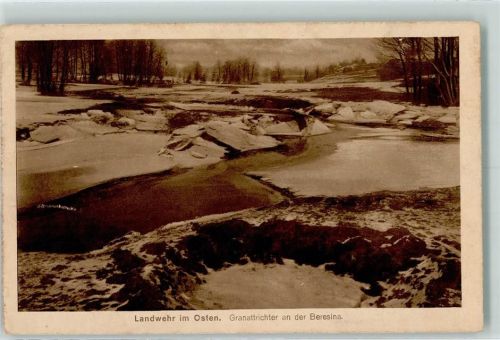 1917 WK I Landwehr im Osten , Granattrichter an der Beresina