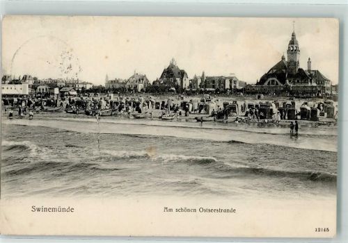 Swinemünde 1905 Strandleben, Hotels AK