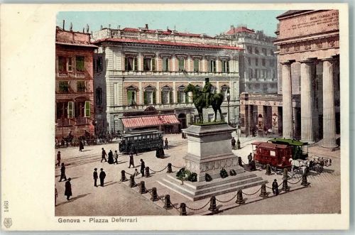 Genova Piazza Deferrari Pferdestraßenbahn