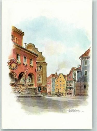 Schärding Innere Stadt Blick vom oberen zum unteren Stadtplatz sign.