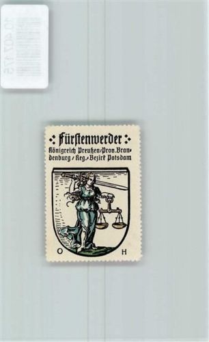 Fürstenwerder Vignette Wappen Kaffee Hag 1920-1940 Frau Schwert Waage