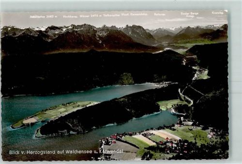 Kochel Blick v. Herzogstand auf Walchensee u. Karwendel