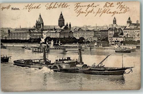 Mainz 1908 Seitenraddampfer