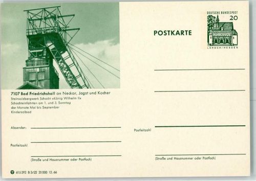 Bad Friedrichshall Salzbergwerk Schacht König Wilhelm II. Postkarte