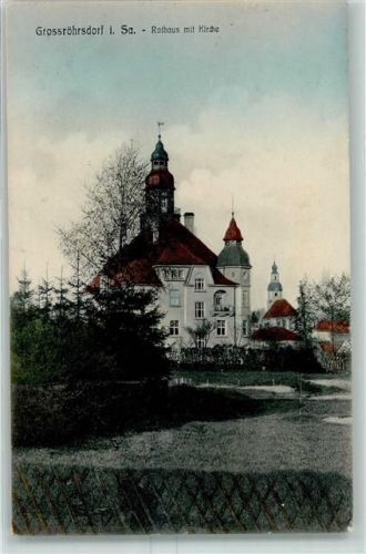 Großröhrsdorf 1912 Rathaus Kirche