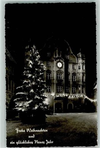 Memmingen Rathaus Weihnachtsbaum Winter Nachtaufnahme