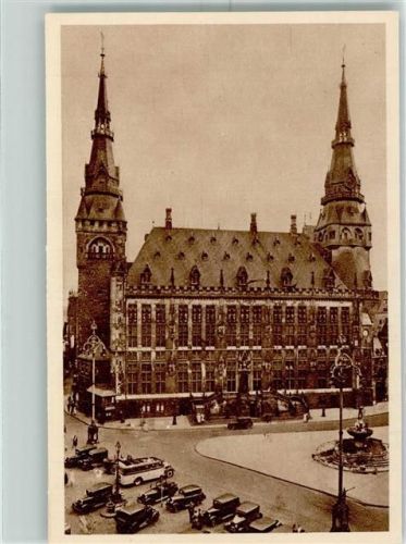 Aachen Rathaus Rathausplatz Omnibus Autos Brunnen