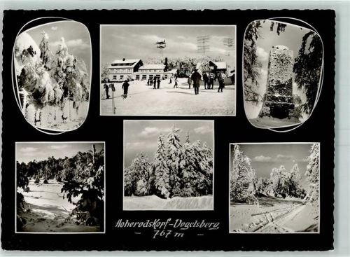 Schotten Gasthaus Bergasthof Aussichtsturm Skiläufer Winter Gasthausstempel