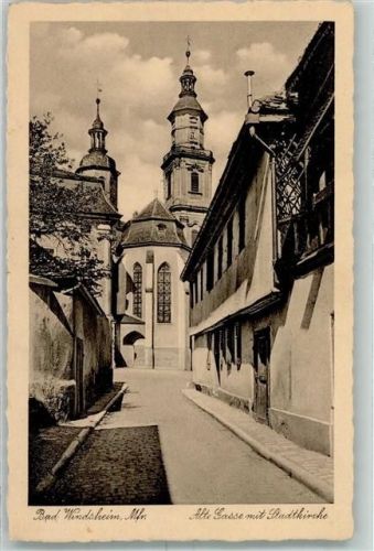 Bad Windsheim Alte Straße mit Stadtkirche