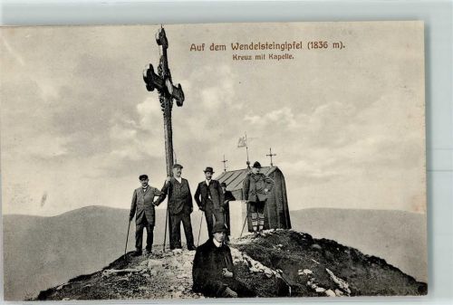 Bayrischzell Wendesteingipfel Kreuz Kapelle Gruppenaufnahme Hotelstempel