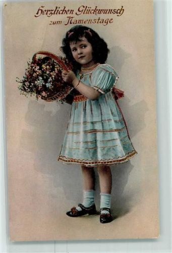 1917 Golddruck Kind Blumen AK